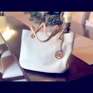 Michael Kors White Leather Small Tote